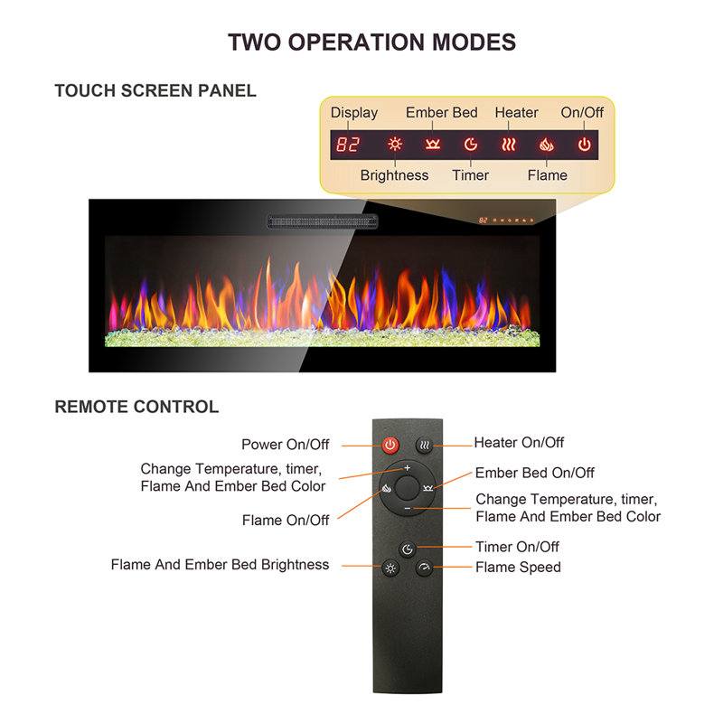 Harwyn 60'' W Metal Electric Fireplace Insert