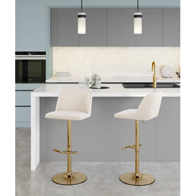 Swivel Upholstered Adjustable Height Counter Stool with Metal Frame