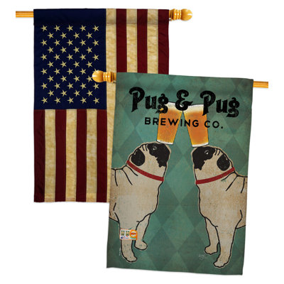 Drapeau de maison en polyester à double face 40 x 28 po Pug and Brewing