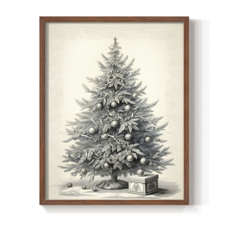 «Christmas Holiday Art CDLxxxix», reproduction d'art encadrée - bois massif, H 11 po x l 9 po, Noyer