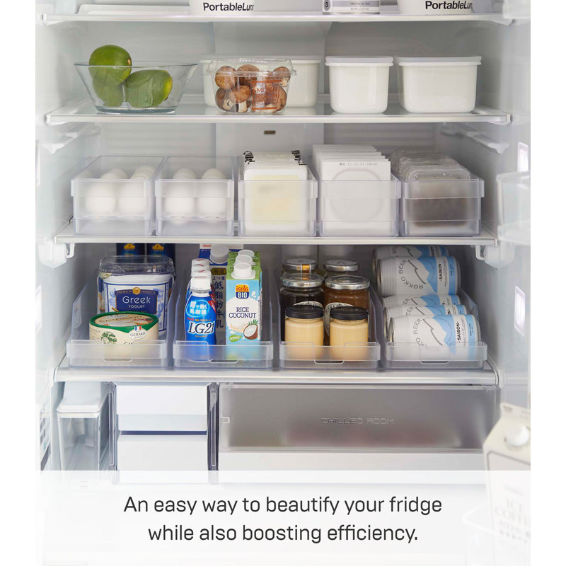 White ABS Plastic Refrigerator Organizer Bin with Dividers