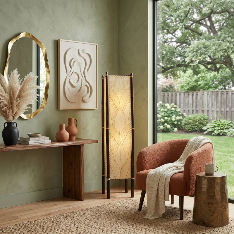 Lampe sur pied colonne 48 po Quintan, Naturel