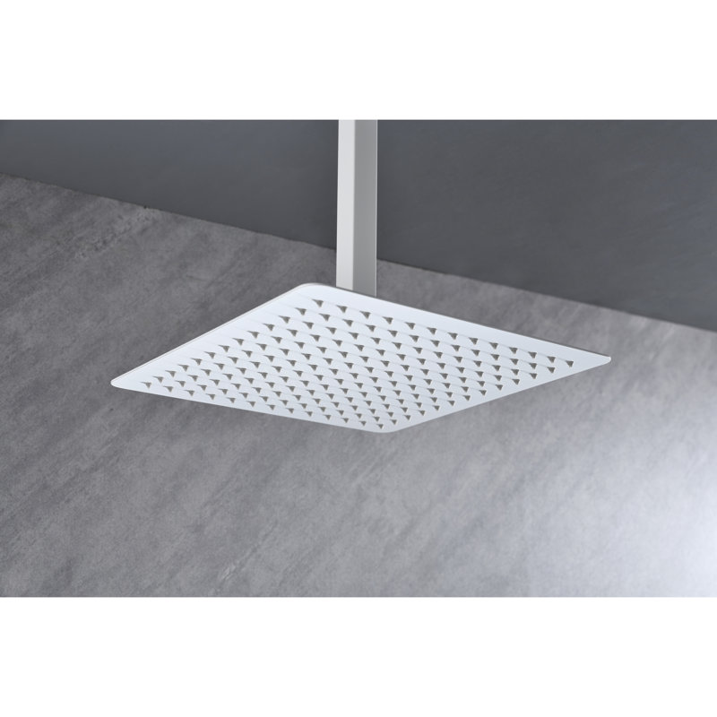 Douche à cascade en acier inoxydable 304 - Grande pluie, buses autoportantes, 12 po x 12 po x 10 po, blanche, tête de bain de luxe luxueuse