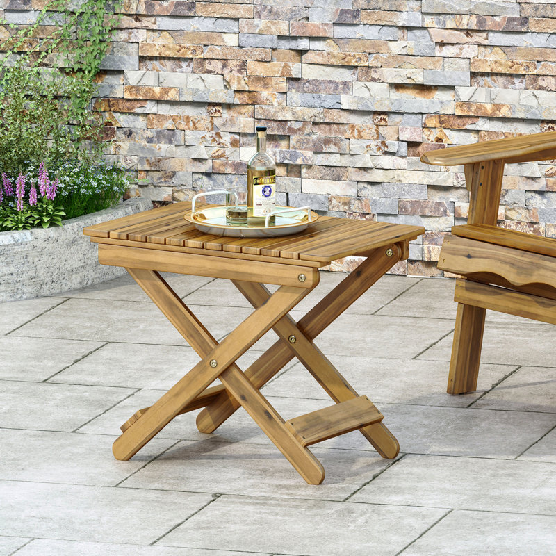 Table d'appoint d'extérieur pliante en bois