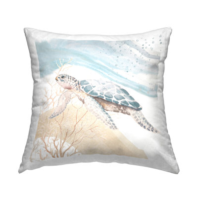 Coussin décoratif "Natation Aquatic Turtle" par Patricia Pinto