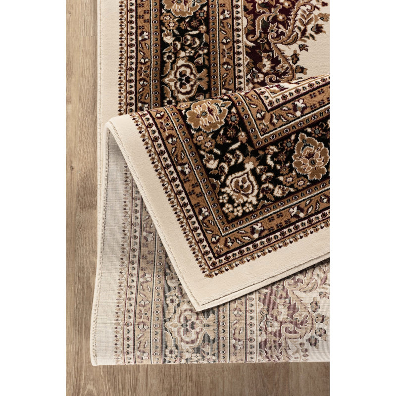 Medallion Area Rug, 24 In. X 36 In., Ornate Traditional Design, 100% Polypropylene With Jute Backing, Stain , & Pet For Multi Rug In Size, Luxury Soft And Polypropylene, Ideal Dining Areas