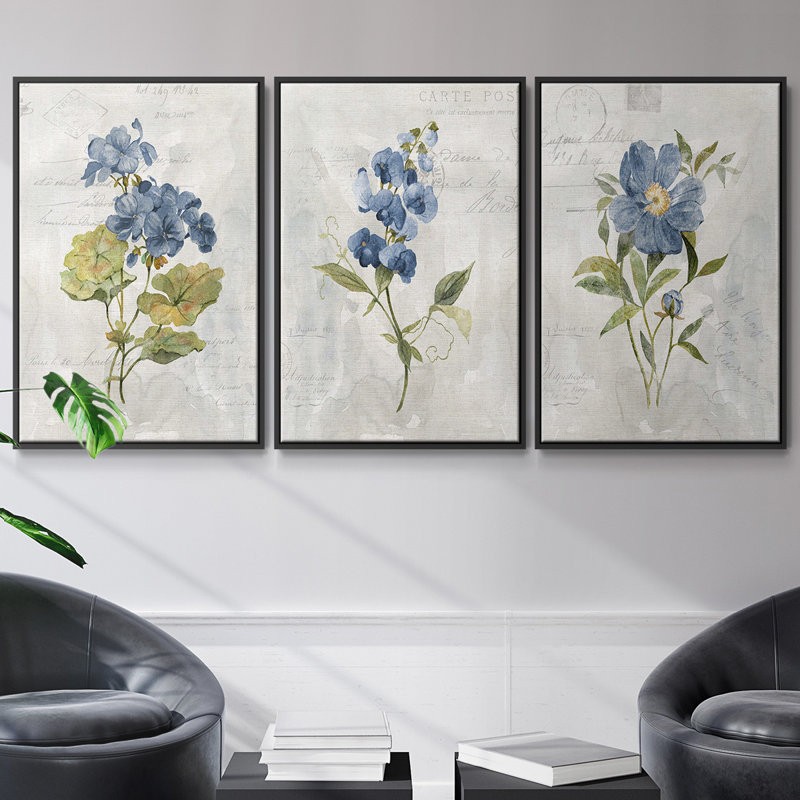 Lin bleu géranium 3 pièces, Noir, H 40 po x l 78 po