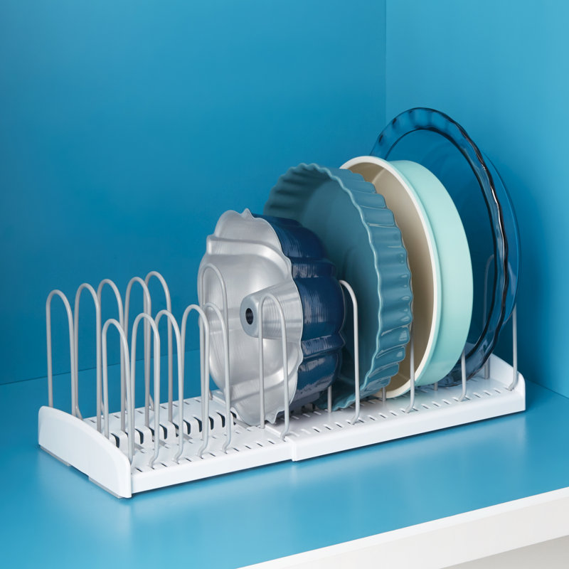 YouCopia StoreMore Expandable Pan and Pot Lid Organizer Rack for Kitchen Cabinet Storage, 6.5" H x 7.3" W x 18" D