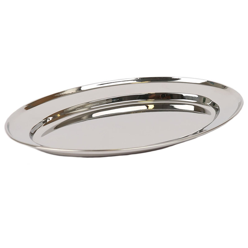 Argon Tableware - Oval Stainless Steel Serving Platter, 2cm H x 35cm W x 24cm L