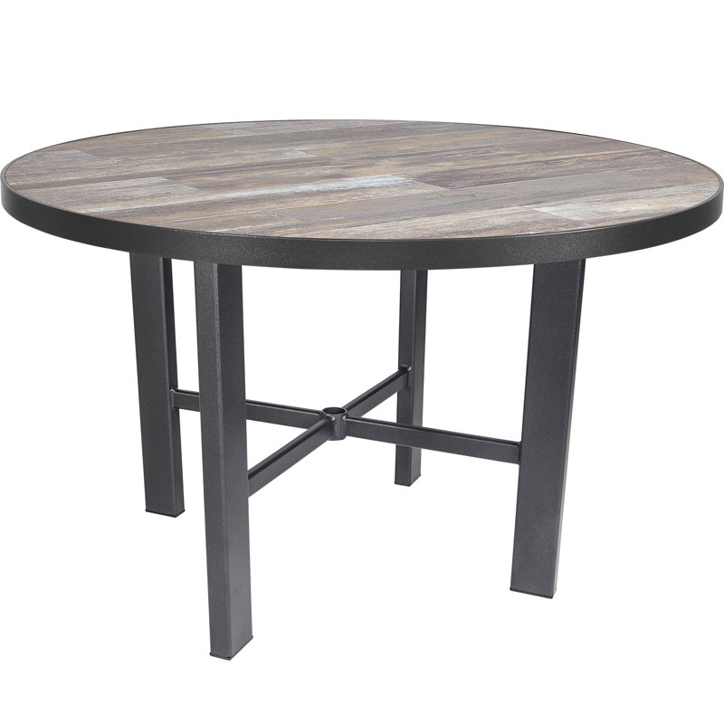 Tables Outdoor Round Bar Table, Carbon Black, Pallazo White, 39 H" W x 42" W x 42" D