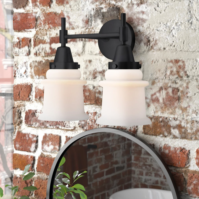 Éclairage pour meuble-lavabo à 2 lumières à intensité variable Gayle, Blanc mat, Noir mat, Ampoule non incluse