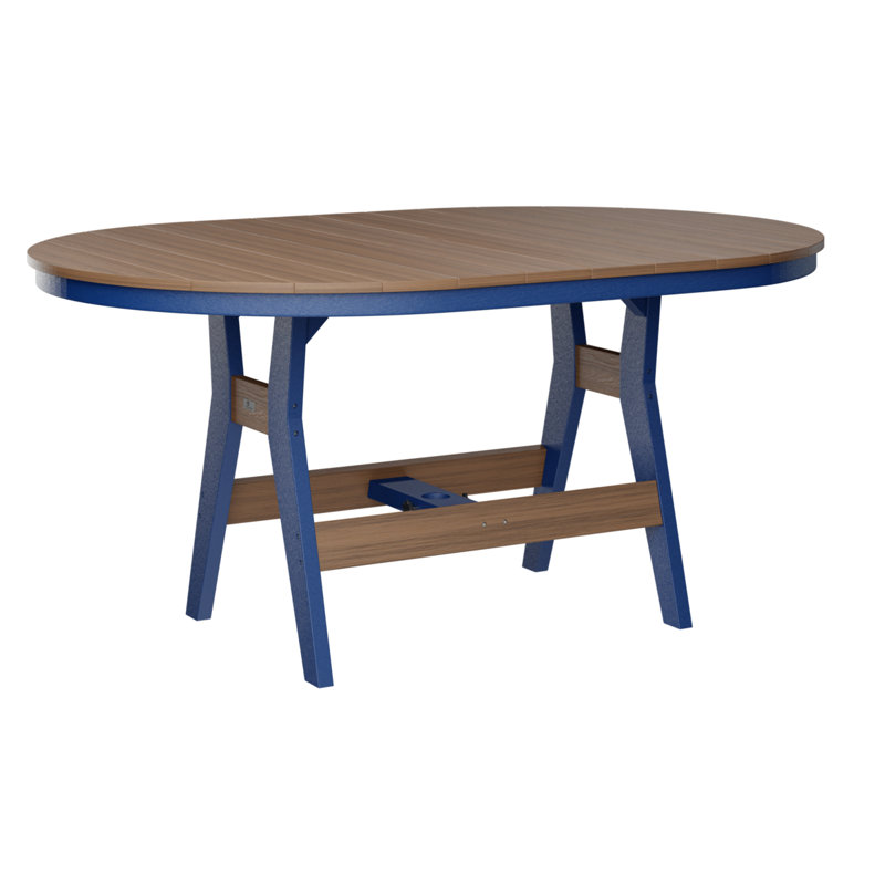 Table de bar berlinoise Berlin, Bleu pacifique, 38.87" H x 64" W x 44" D, Acajou antique
