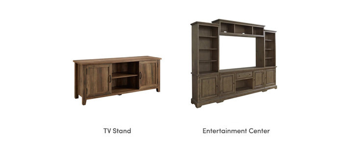 comparison diagram of TV stand vs. entertainment center
