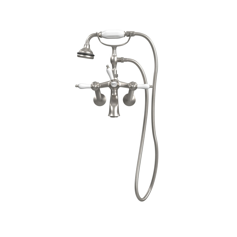 2 Handle Bathroom Clawfoot Tub Faucet with Diverter, Brushed Nickel