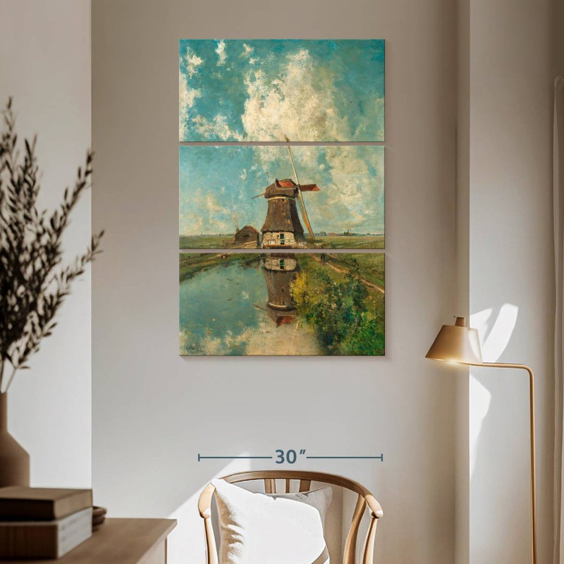 A Windmill On A Polder Waterway, 65" H x 42" W