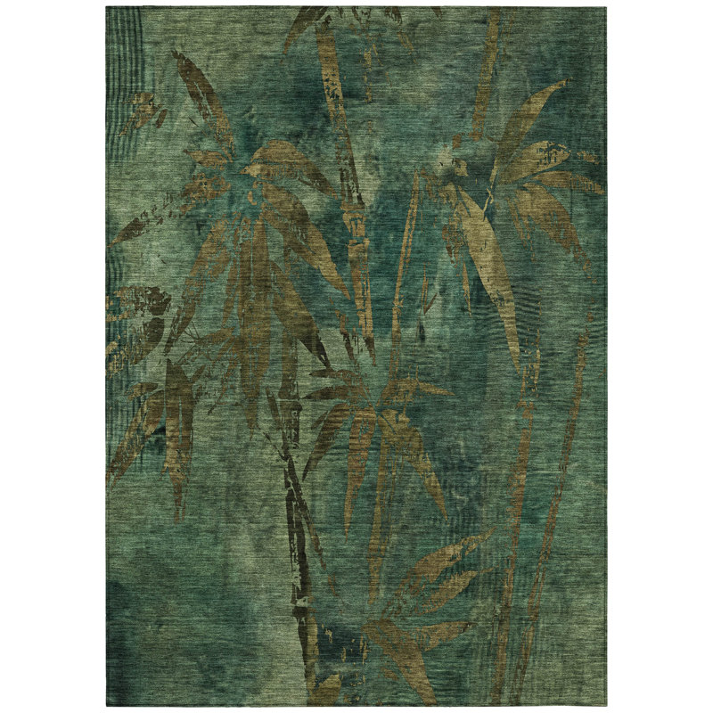 Machine Washable Indoor/Outdoor Lafferty ACN2222 Botanical Rug, Rectangle 5' x 7'6"