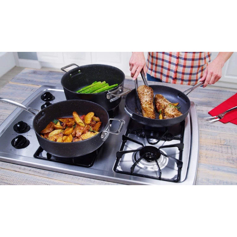 Batterie de cuisine antiadhésive en aluminium 10 pièces Granitestone Stackmaster