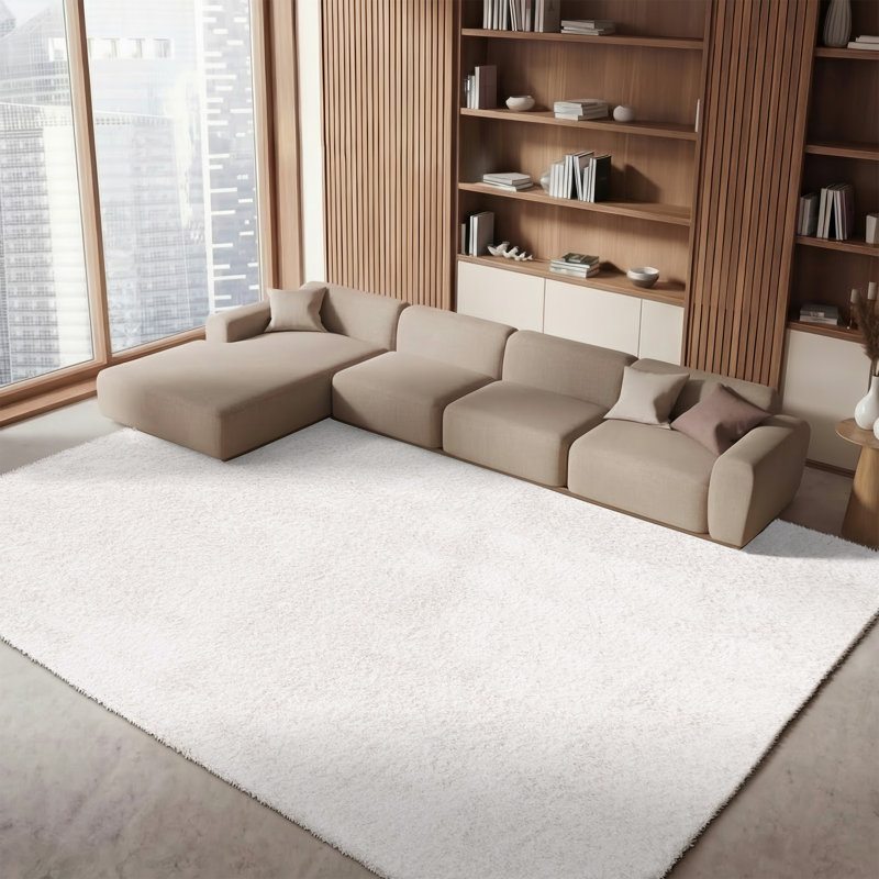 Tapis de couleur unie performance touffeté à la main Claudina, Rectangle 6 pi x 9 pi