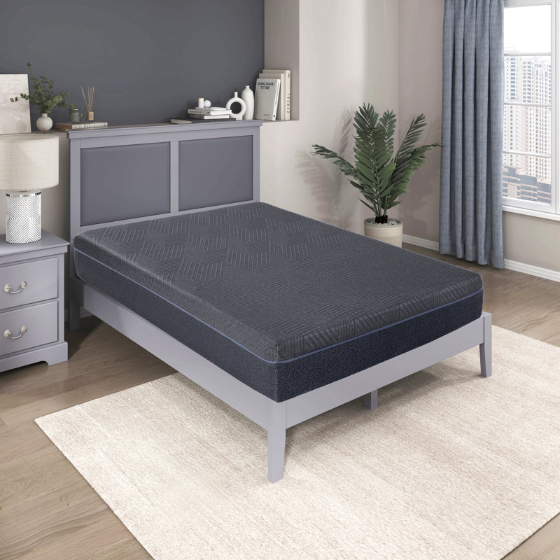 Matelas en mousse viscoélastique infusée de gel vert, gris, matelas dans une boîte, Très grand californien