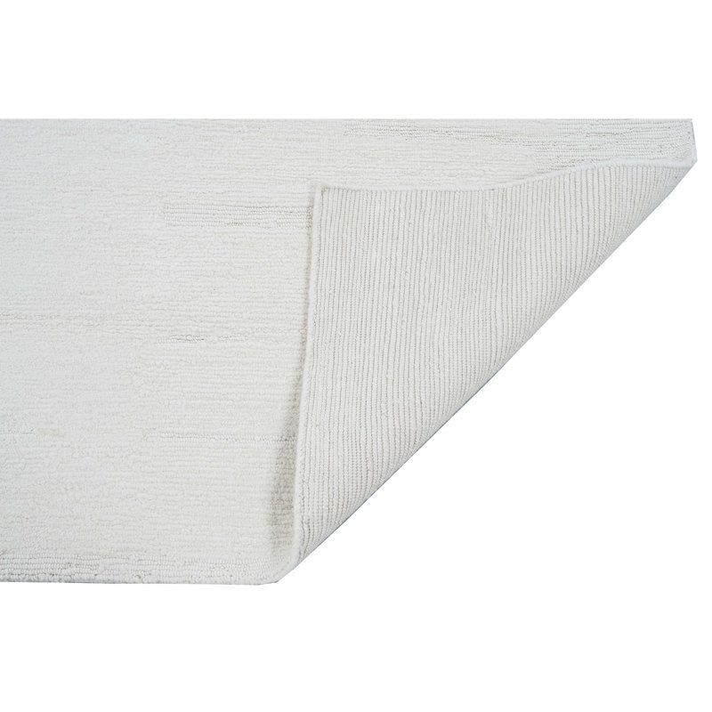 Tapis rectangulaire en laine noué à la main en blanc, Rectangle 6 pi x 9 pi