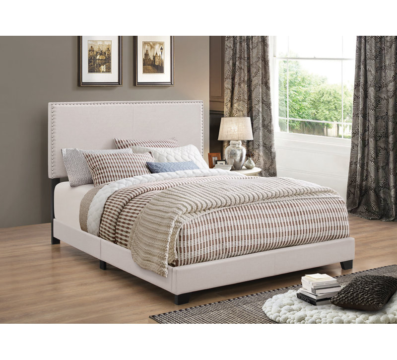 Boyd Upholstered Queen Panel Bed Charcoal, Twin, Ivory
