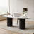 71" Modern Oval Writing Desk,Glossy White Office Table,with Double Solid Wood Legs-695320466