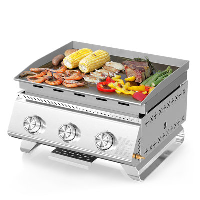 24000 Btu 3 Burner Stainless Steel Gas Grill ,compact Sus304 Alloy Burners Cooking Area With Small Gas Canisters,for Bbq,camping And Rvs