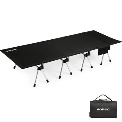 75" Camping Cot, Heavy Duty 350lbs Capacity, Adjustable Height with Leg Extenders, Lightweight Aluminum Frame Portable Folding Bed for Camping,Travel, Beach, Office Nap