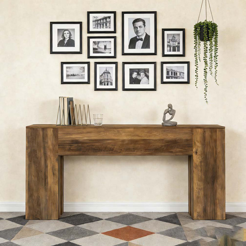 Farmhouse Wood Sofa Table Entryway Table, Rustic Brown