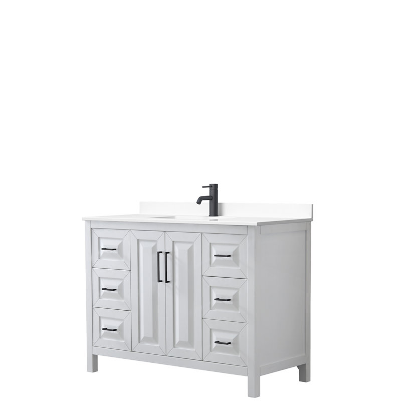 Daria 60" Single Bathroom Vanity Set, White, Matte Black, 48"