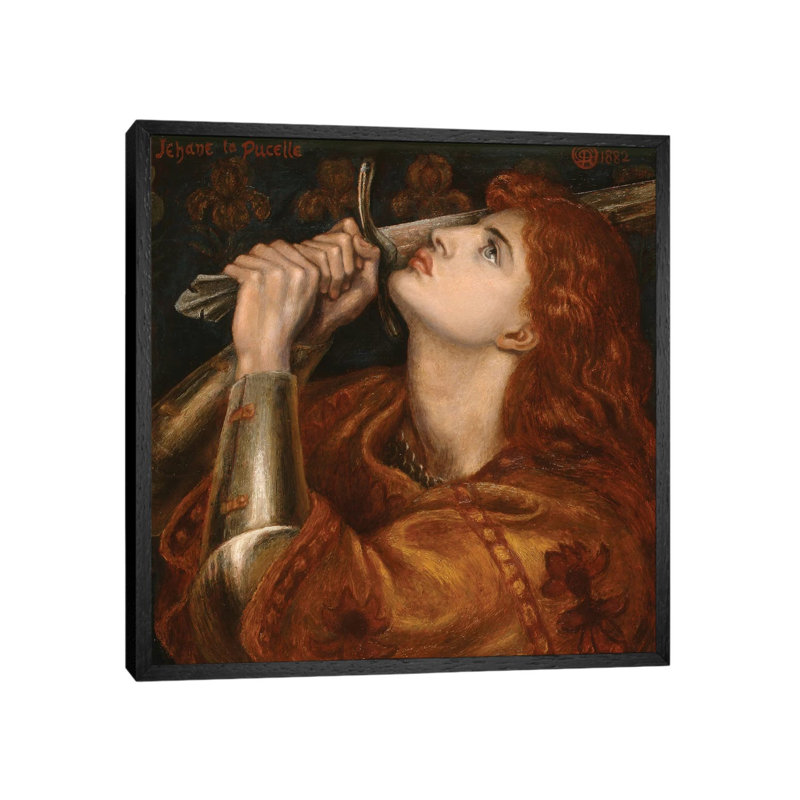 Joan Of Arc, 1882 by Dante Gabriel Charles Rossetti - Painting on Canvas, 45.72cm H x 45.72cm W x 3.81cm D, Black Framed
