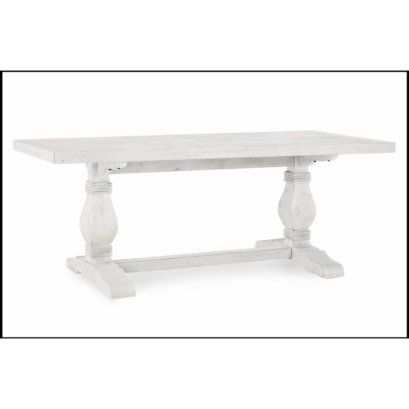 Table de salle à manger Caleb de 78 pouces ivoire vieilli, charme rustique et élégance moderne pour les réunions de famille et les réceptions.