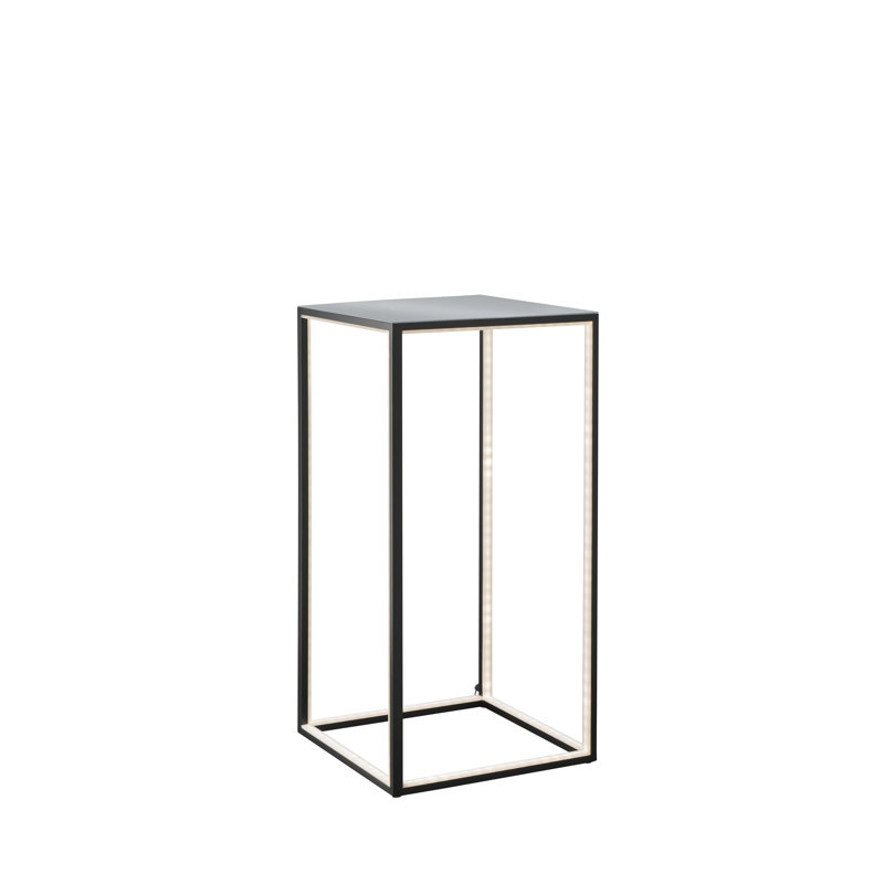 Beaudry Glass Top Frame End Table, Black