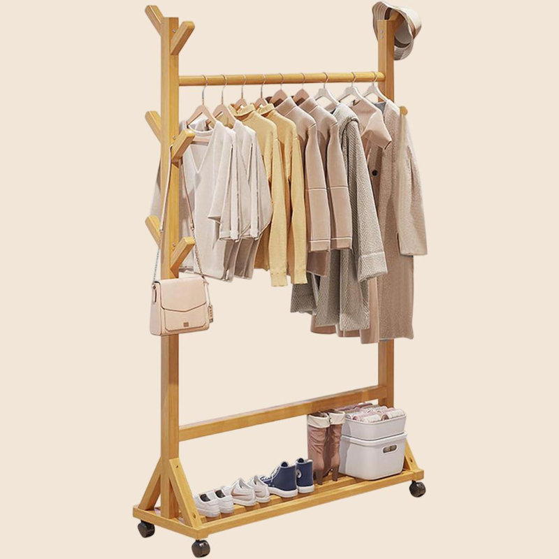 Étagère de rangement en bambou pour vêtements, Brun