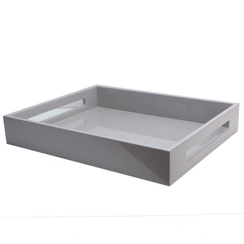 Enamel / Lacquer Tray, 16" H x 14" W x 2.56" D, Gray