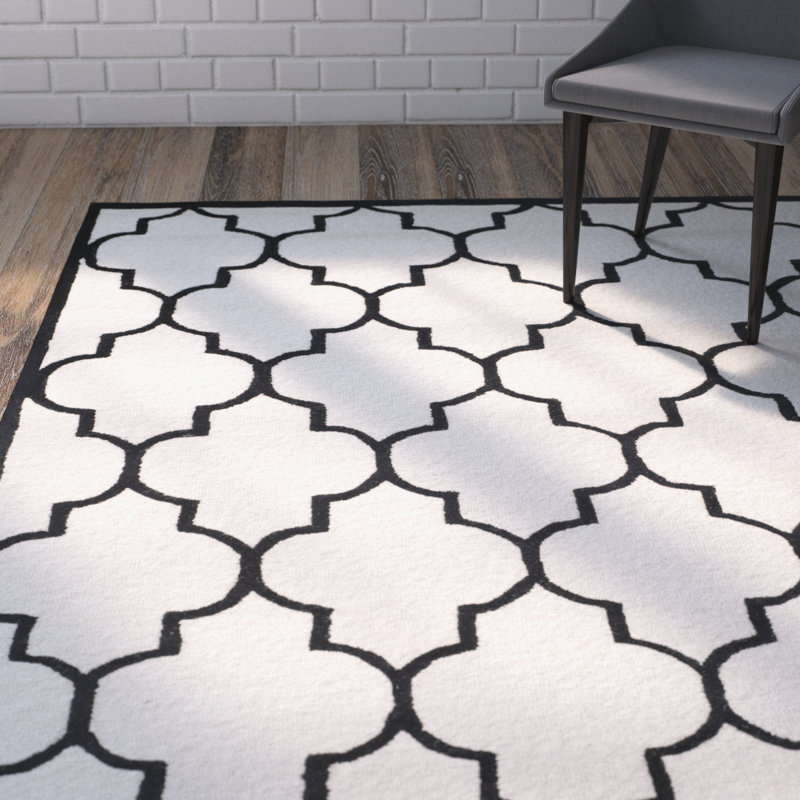 Rotteck Geometric Wool Hand Woven Area Rug, Rectangle 183 x 274 cm