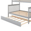 Lit superposé simple au-dessus d'un lit double avec lit gigogne et escalier gris - Design de qualité, solution peu encombrante et ajout pratique-100609333-100609328