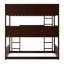 Lit simple superposé simple avec échelles et garde-corps, en bois d'hévéa massif, détachable en 3 lits, espresso