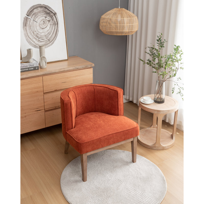 Fauteuil demi-tonneau Karoll, Mélange de polyester orange, 1