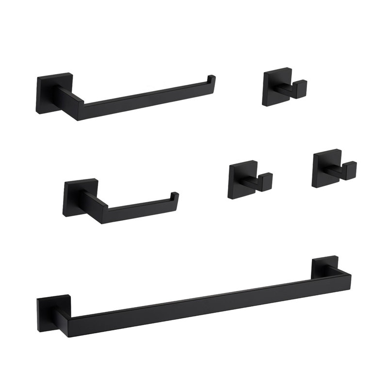 6 - Piece Bathroom Hardware Set, Matte Black
