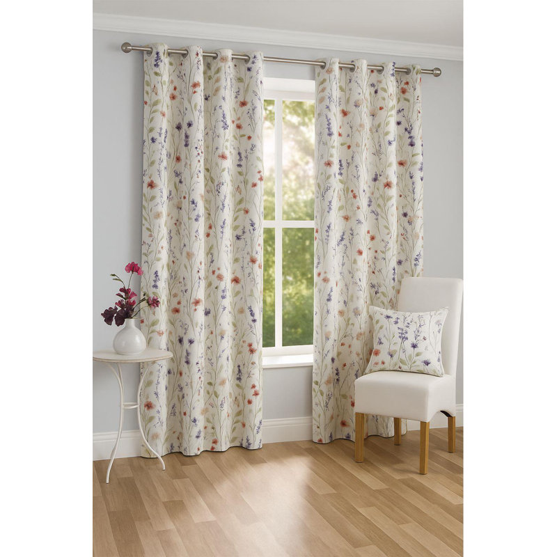 Cotton Blend Room Darkening Curtain Panel Pair, 46cm Width x 54cm Drop