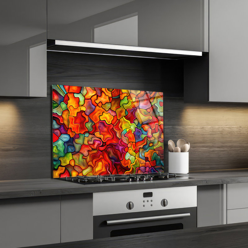 Dosseret en verre trempé Vivid Mosaic - décoration murale de cuisine, H 12 po x l 17 po x P 0,5 po