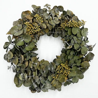 12" Preserved Eucalyptus Wreath – Natural Green Door & Wall Décor (Indoor Use)