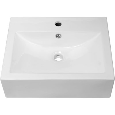 Classic White Ceramic Wall Mount Bathroom Sink With Floating Design And Easy Maintenance