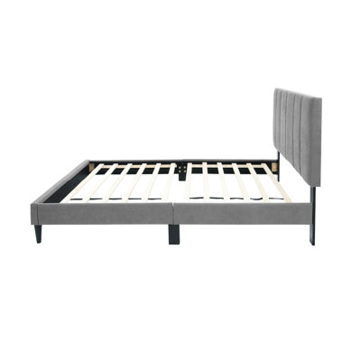 Twin Bed Headboard With 12 Support, Adjustable Gray Linen, Up To 3", No Box Spring, Modern Bedroom Accessory In Gray, Up Brushed Spring Required