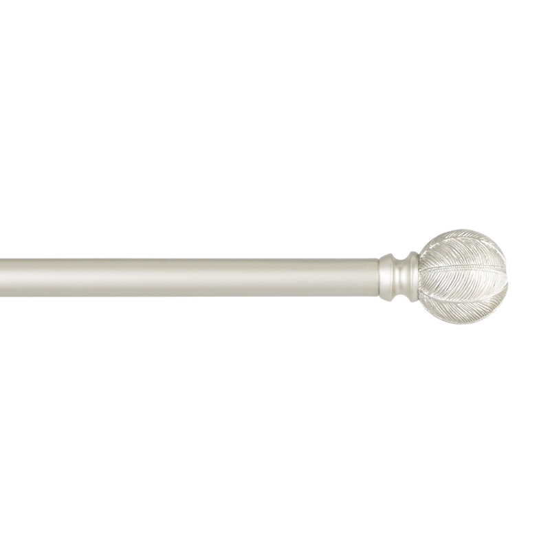 Matte Nickel Adjustable Iron Curtain Rod with Leaf Finials
