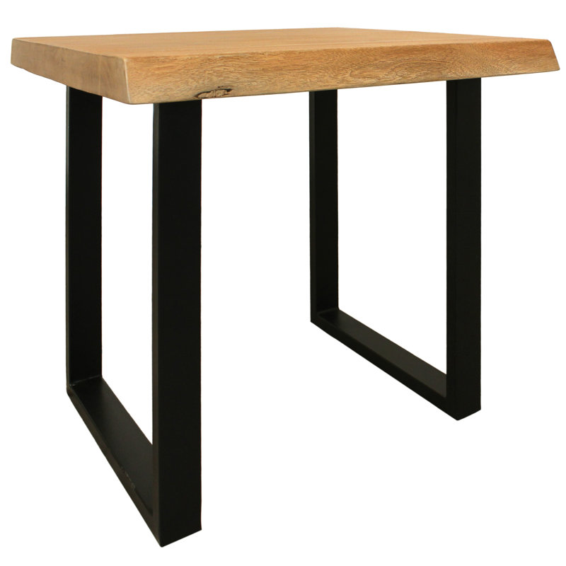 Sycamore Rustic Solid Wood End Table With Live Edge In A Natural Finish
