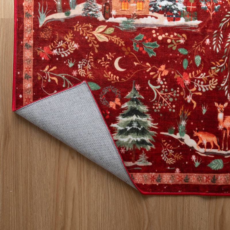  Tapis lavable de Noël, tapis de Noël modernes, confortables et antidérapants, Rectangulaire 3 pi x 5 pi