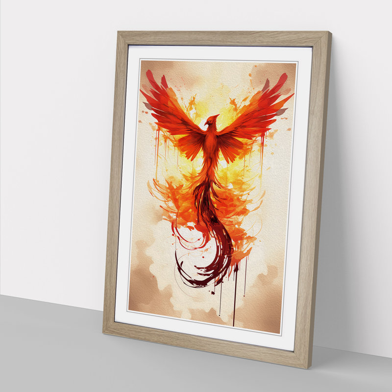 Phoenix Minimalism No.2 - Single Picture Frame Print on Wood, Oak, 46cm H x 34cm W x 2cm D