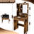 Vintage Vanity Desk With Mirror, Adjustable Led Lights, Power Outlet, Hairdryer Holder And Matching Stool - Compact For Small Bedrooms, Comes 1 Large 2 Drawers, Open Shelving Cosmetics Storage, Three-37528908